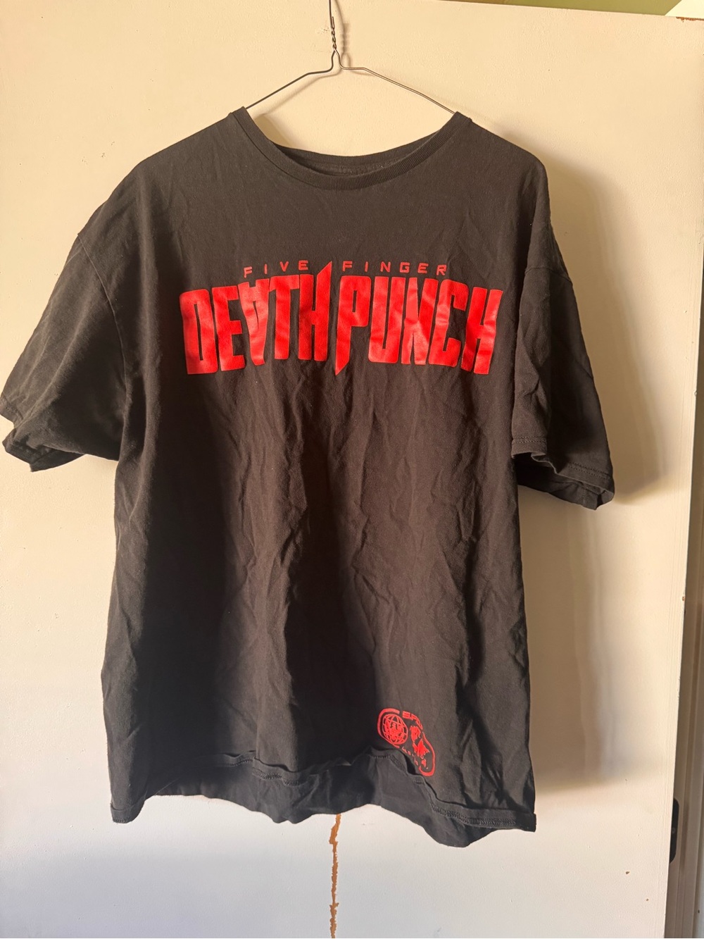 Men's Black Tee with Red Logo